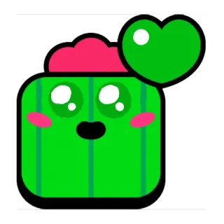 🥰 Spike Brawl Stars cacto, coração, fofo, espigão, Brawl Stars, videogame telegram sticker