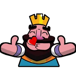 😘 King Clash Royale クラッシュロワイヤル, キング, キャラクター, ゲーム, ハート, キス, 王冠, 絵文字 telegram sticker