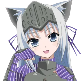 😃 Anime, Orejas de gato, Armadura, Lindo, Chica, Fantasía telegram sticker