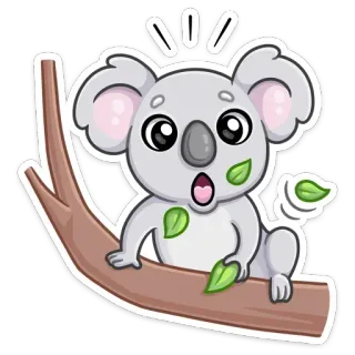 😱 коала, животное, милый, стикер, мультфильм, дикая природа, природа telegram sticker