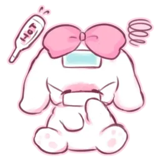 📩 HOT Dibujos animados, Enfermo, Termómetro, Kawaii, Lindo, Enfermedad, Lazo, Rosa telegram sticker