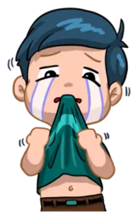 😭 khóc, buồn bã, buồn, cảm xúc, hoạt hình, đẫm lệ, bé trai whatsapp sticker
