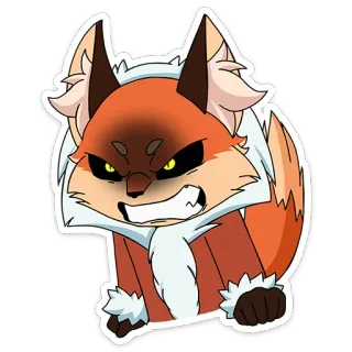 😠 狐狸, 卡通, 生气, 动物, 插图, 贴纸 telegram sticker