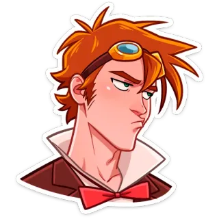 😔 Мультфильм, Мужчина, Стимпанк, Портрет, Наклейка telegram sticker