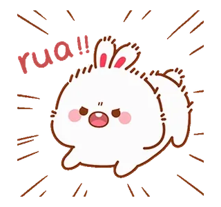 😡 RUA!! lapin, colérique, dessin animé, mignon, animal, lapin, poilu telegram sticker