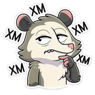 🤔 XM XM XM XM Zarigüeya, Animal, Dibujo animado, Pensando, Confundido, Meme telegram sticker