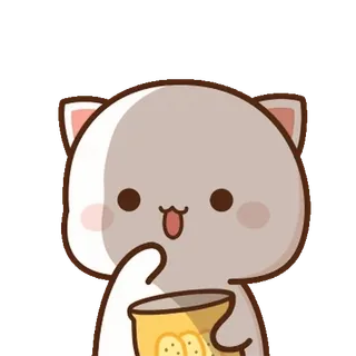 💬 кот, милый, мультфильм, закуска, чипсы, очаровательный telegram sticker
