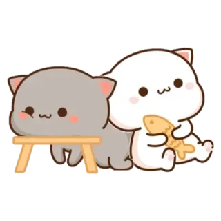 🙂 Katze, süß, Mochi, Pfirsich, Fisch, Tiere telegram sticker