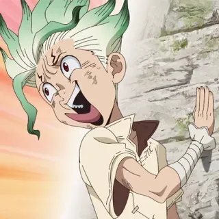 🔬 Senku Ishigami Dr. Stone Аниме, Взволнованный, Наука, Главный герой, Манга whatsapp sticker