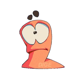 😐 DIGE การ์ตูน, ตัวละคร, หนอน, Dige, ตลก telegram sticker