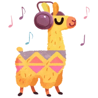 🎧 lama, muzyka, słuchawki, zwierzę, uroczy, naklejka telegram sticker