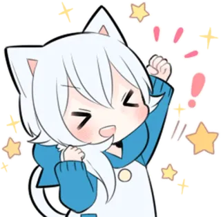 ✊ Anime, Gato, Kawaii, Chibi, Lindo, Estrellas telegram sticker