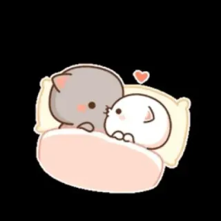 💟 kot, słodki, poduszka, łóżko, miłość, serce telegram sticker