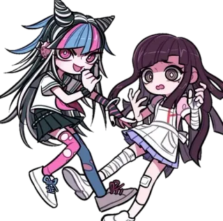😄 Ibuki Mioda and Mikan Tsumiki Danganronpa Anime, Cartoon, Charakter, Chibi, Danganronpa, Ibuki Mioda, Mikan Tsumiki telegram sticker