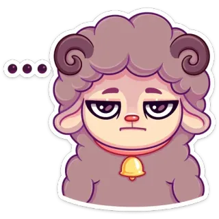 😐 ... pecora, animale, annoiato, cartone animato, adesivo, carino, ariete, pensando telegram sticker