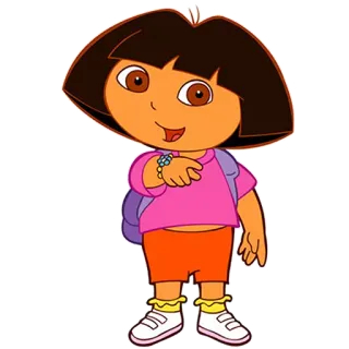 👉 Dora Dora the Explorer ดอร่า, การ์ตูน, นักสำรวจ, กระเป๋าเป้, เป็นมิตร telegram sticker