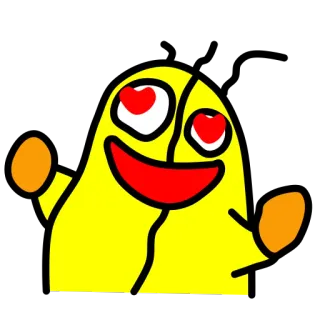 ❤ Dessin animé, Jaune, Coeur yeux, Souriant, Mignon whatsapp sticker