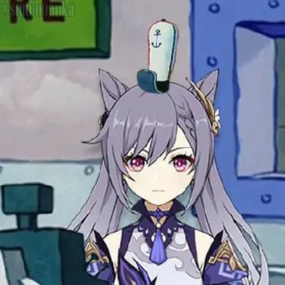 🦀 Keqing anime, keqing, genshin impact, meme, spongebob whatsapp sticker