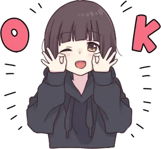 ✅ OK Anime, Ragazza, Ok, Carino, Accordo, Cenno telegram sticker