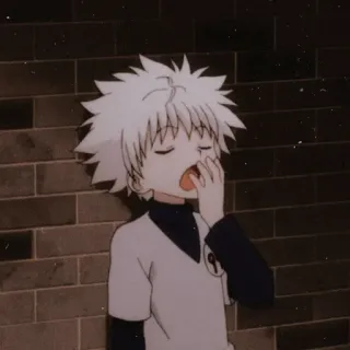 ➖ Killua anime, boy, tired, yawning, cartoon telegram sticker