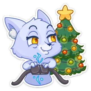 🎄 kot, choinka, Boże Narodzenie, Nowy Rok, święto, świąteczny telegram sticker