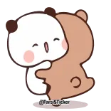 😌 @FirstSticker panda, urso, abraço, fofo, desenho animado, amizade telegram sticker