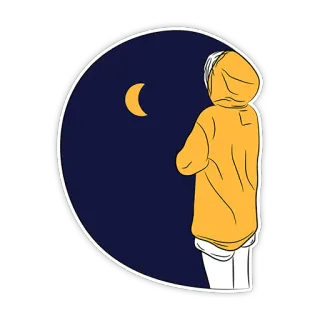 🌑 Mond, Nacht, Hoodie, einsam, Himmel, Sterne, Person, dunkel whatsapp sticker