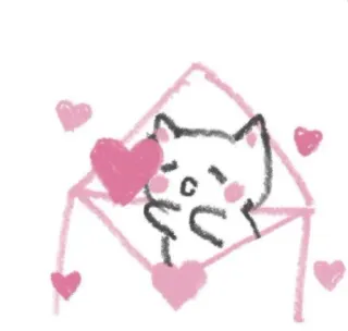 💘 고양이, 하트, 사랑, 봉투, 귀여운, 동물 telegram sticker
