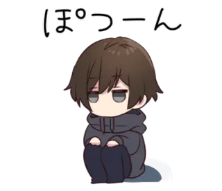 😖 ぼっつーん anime, cute, sad, lonely, chibi telegram sticker