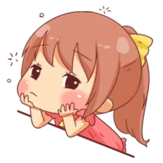 😕 Dessin animé, Anime, Fille, Triste, Chibi, Mignon whatsapp sticker