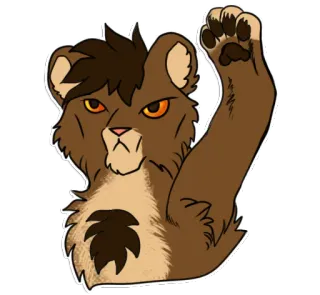 🆙 lion, dessin animé, animal, petit, poilu, colère, en colère whatsapp sticker
