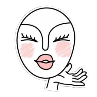 😙 ciuman, wajah, wanita, minimalis, imut whatsapp sticker