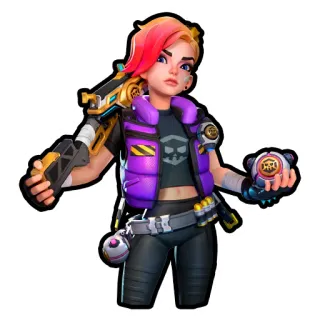 😥 Videospiel, Charakter, Frau, futuristisch, Waffe, Mädchen telegram sticker