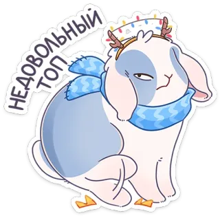 😠 НЕДОВОЛЬНЫЙ ТОП kelinci, binatang, imut, bunny, stiker, ekspresi, syal, tanduk telegram sticker