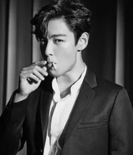 🏴 man, smoking, suit, black and white, portrait telegram sticker