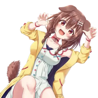 🦴 Inugami Korone Hololive Anime, Vtuber, Cane, Ragazza, Cartone animato whatsapp sticker