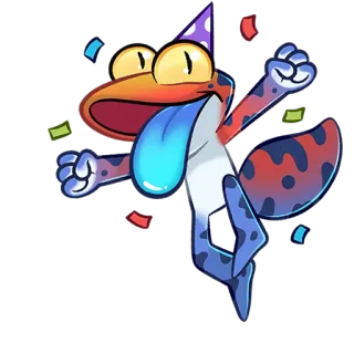 🥳 frosch, party, feier, cartoon, aufkleber, tier, spaß telegram sticker