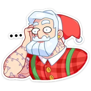 🤨 ... Papá Noel, Navidad, dibujos animados, personaje, fiesta, festivo telegram sticker