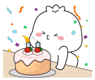🌟 cumpleaños, pastel, lindo, celebración, kawaii, vela, fiesta telegram sticker