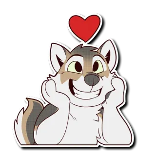 ❤️ loup, coeur, animal, mignon, poilu, dessin animé telegram sticker