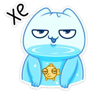 😀 хе cat, animal, fishbowl, cartoon, sticker, cute, funny whatsapp sticker