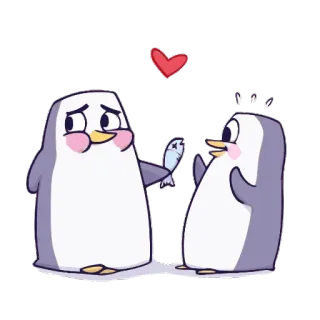 🐧 pingwin, miłość, serce, kreskówka, słodki, romantyczny, związek telegram sticker