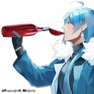 🔲 @Fushiguro_Megumi アニメ, キャラクター, ワイン, 飲酒 telegram sticker
