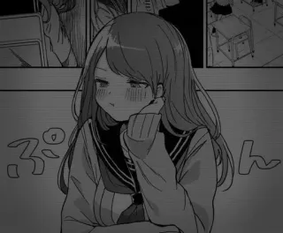 〰️ ぷん manga, anime, girl, school uniform, japanese, cute telegram sticker