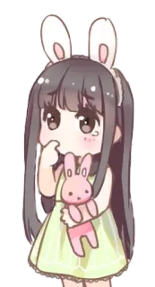 😢 卡通, 兔子, 女孩, 动漫, 可爱, 儿童 telegram sticker