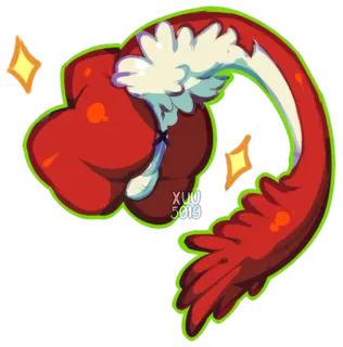 🌚 XUO 2019 цифровое искусство, мультфильм, красный, крыло, коготь telegram sticker