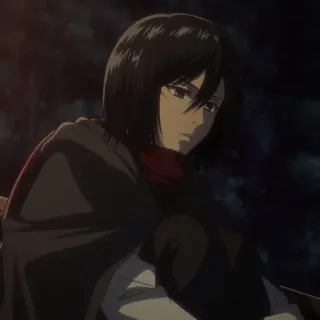 🗡 Mikasa Ackerman Attack on Titan anime, manga, mikasa, attack on titan, character, sad, girl telegram sticker