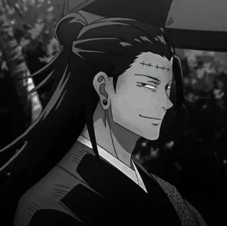 🚬 Suguru Geto Jujutsu Kaisen Anime, Manga, Méchant, Noir et blanc, Personnage telegram sticker