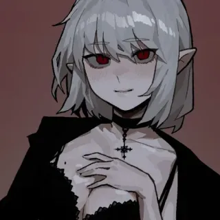 ⛓ アニメ, ゴシック, 十字架, ネックレス, 女性, キャラクター telegram sticker