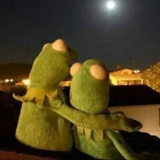 👥 Kermit kermit de kikker, poppen, omhelzing, vriendschap, maan telegram sticker